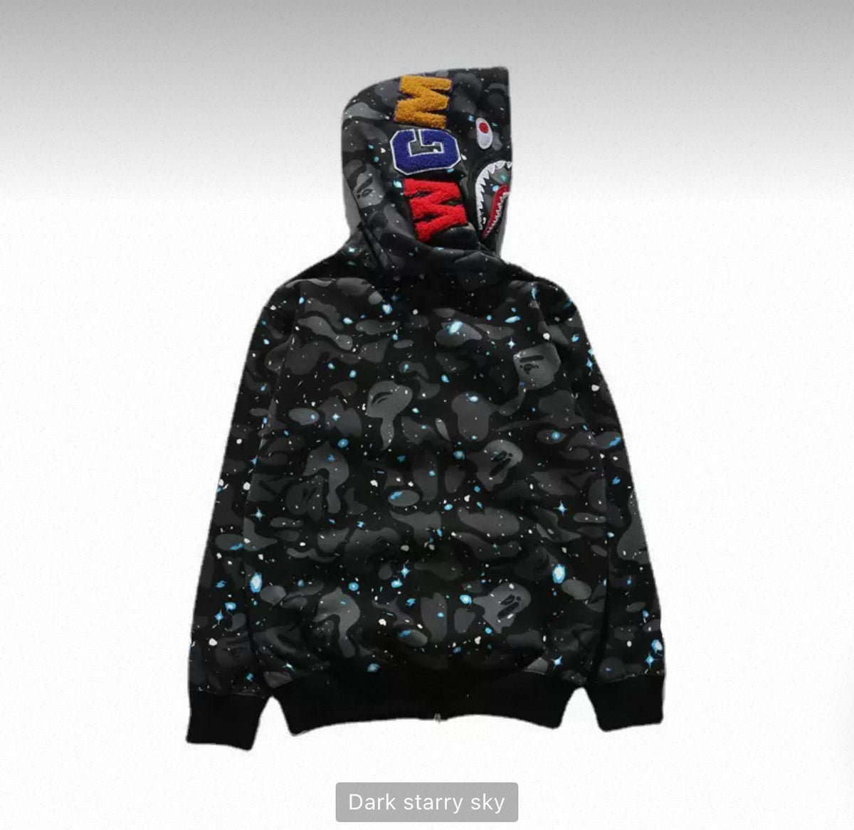 EMBROIDERY SHARK FULL-ZIP HOODIE