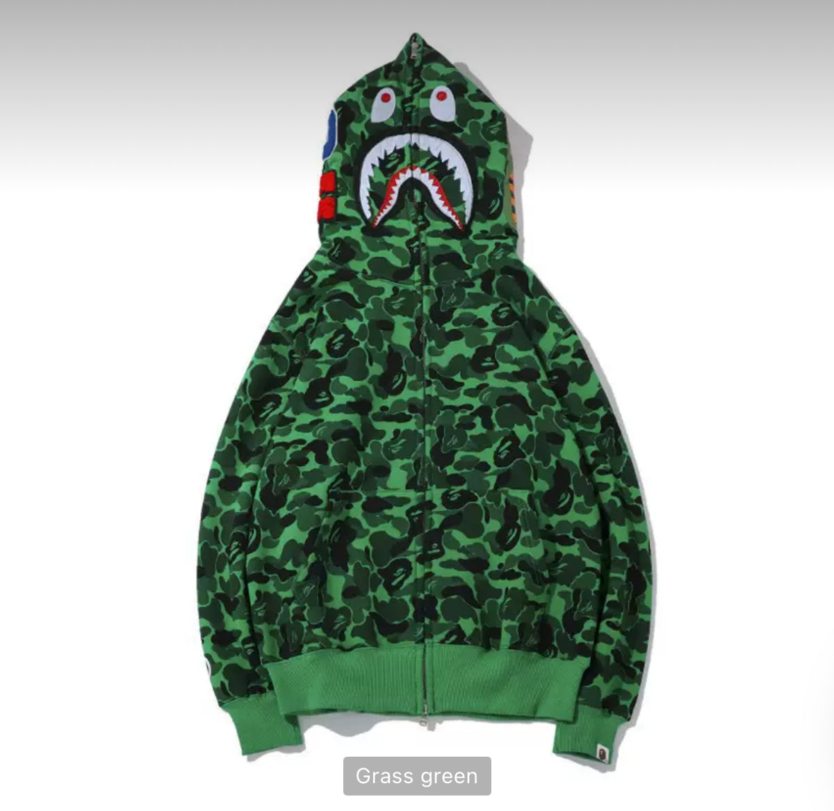 EMBROIDERY SHARK FULL-ZIP HOODIE