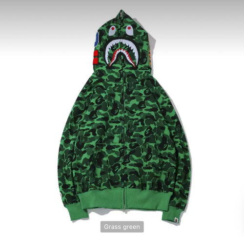 EMBROIDERY SHARK FULL-ZIP HOODIE
