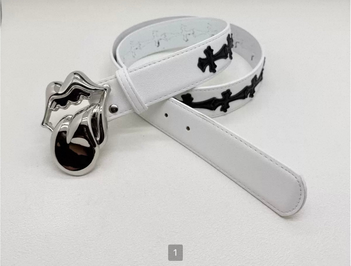 LARGE TONGUE CHROME HOLY SWORD CROSS BELT UNISEX
