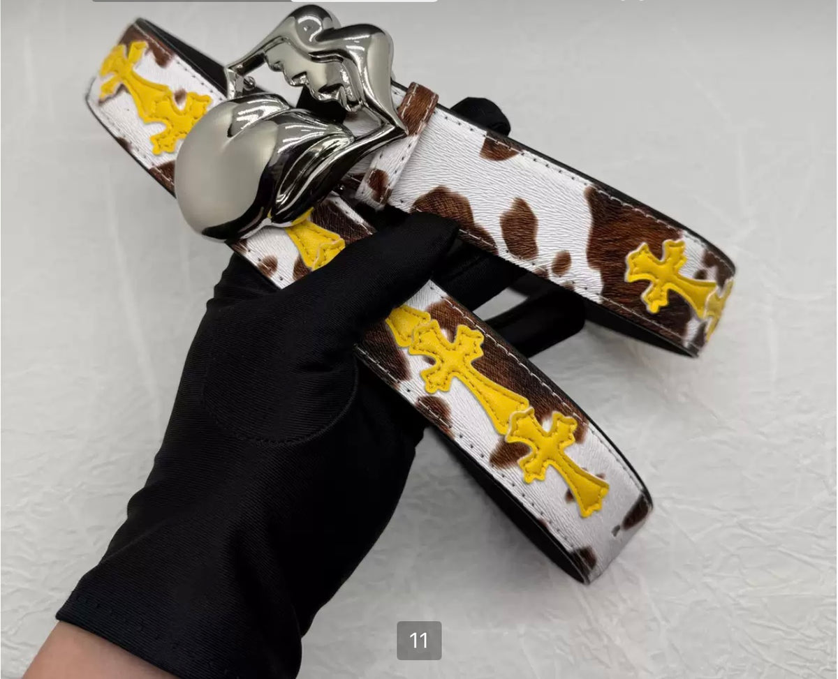 LARGE TONGUE CHROME HOLY SWORD CROSS BELT UNISEX